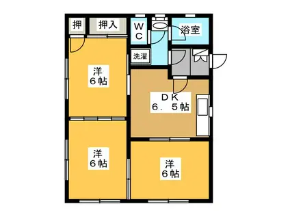 コーポ潤井川C(3DK/1階)の間取り写真