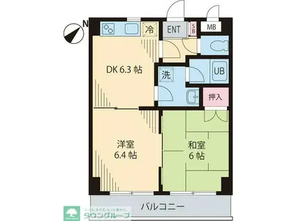 カサグランデ(2DK/4階)の間取り写真