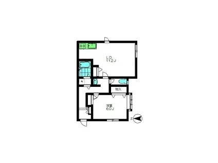 ハイム鵜の木(1LDK/1階)の間取り写真