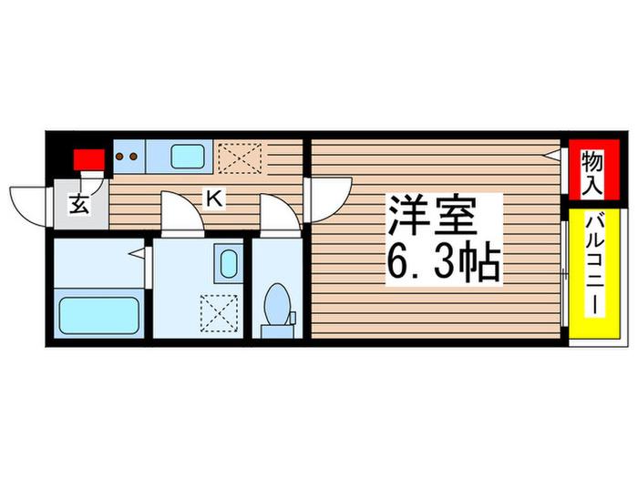 ブルーム検見川(1K/1階)の間取り写真