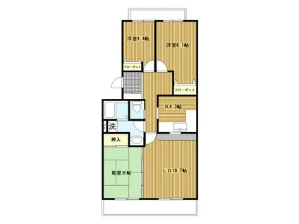 オクトス市ヶ尾(3LDK/1階)の間取り写真