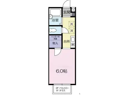 あすなろ4棟(1K/2階)の間取り写真