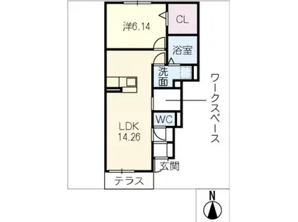 TORISIA岐南(1LDK/1階)の間取り写真