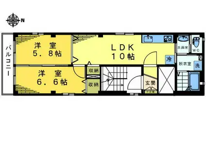 カサブランカ上落合(2LDK/3階)の間取り写真