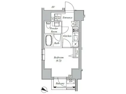 CASA SPLENDIDO LA PLUS 元赤坂(1K/1階)の間取り写真