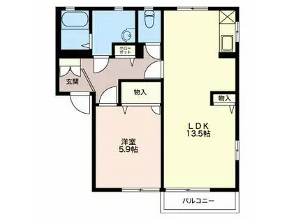 グランドソレイユ A(1LDK/1階)の間取り写真