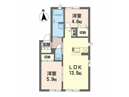 NEOルシード I(2LDK/1階)の間取り写真