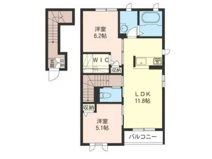 メルヴィーユB(2LDK/2階)の間取り写真