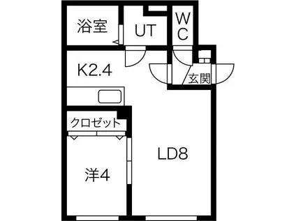 PREMIERE二十四軒ウエスト(1LDK/2階)の間取り写真