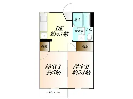 澤ハイツ(2DK/2階)の間取り写真