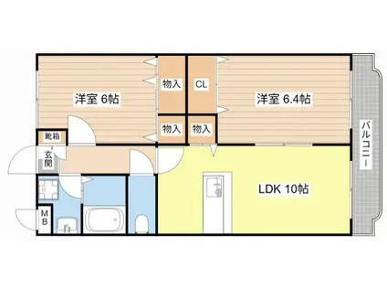 Y.M.JUPITER(2LDK/4階)の間取り写真
