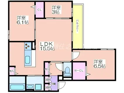 CLASHIST清水丘 イースト(3LDK/1階)の間取り写真