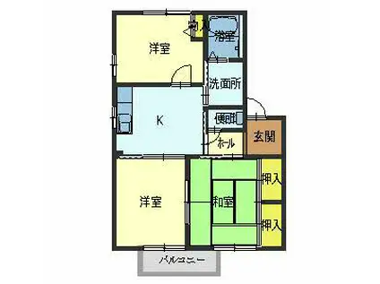 山の手ハイツ(3K/1階)の間取り写真