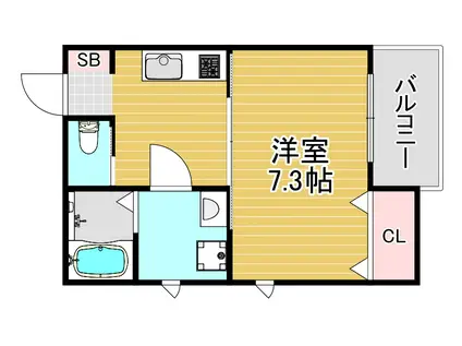 CASA OVEST(1K/3階)の間取り写真