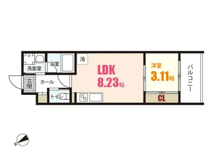 YELLSTAGE長束ウエスト(1LDK/4階)の間取り写真