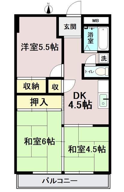 高座ビル(3DK/2階)の間取り写真