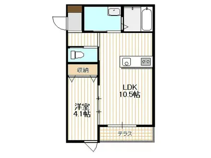 アマゾン・リリー(1LDK/1階)の間取り写真