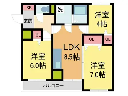 ウィルパレスANE(3LDK/3階)の間取り写真
