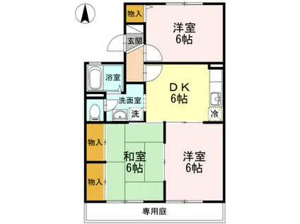 メゾンドールΑ B棟(3DK/1階)の間取り写真