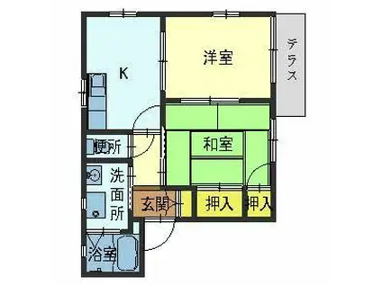 ハイロング植田(2DK/1階)の間取り写真