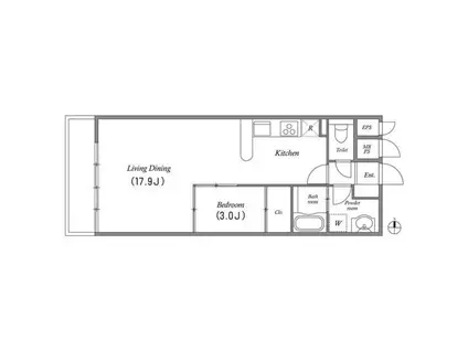 GRAMERCY SHIRAKAWA KOEN(1LDK/13階)の間取り写真