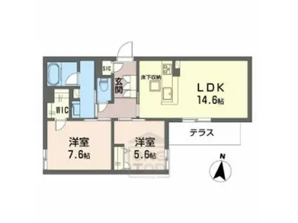 シャーメゾン バードヒルズ(2LDK/1階)の間取り写真