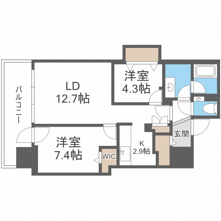 プレミスト札幌ターミナルタワー(2LDK/10階)の間取り写真