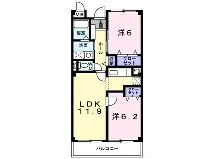 ヴィラアルシオーネ(2LDK/3階)の間取り写真