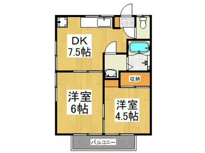 ファーストハイツ(2DK/2階)の間取り写真