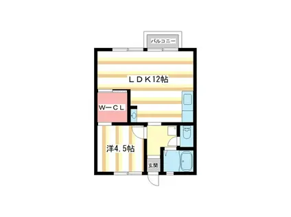 南ハイツ(1LDK/2階)の間取り写真