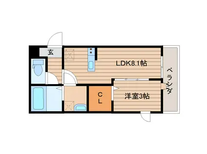 LUCENTE ルチェンテ(1LDK/2階)の間取り写真