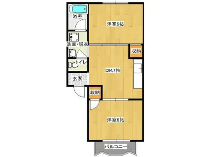 エルオンワード III(2DK/1階)の間取り写真