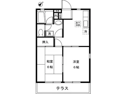 カルチャーハウス(2DK/1階)の間取り写真