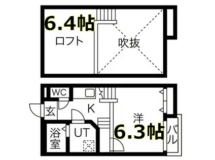 CREO荒子弐番館(1K/1階)の間取り写真