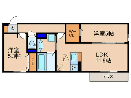 D-ROOM守山3丁目(2LDK/1階)の間取り写真