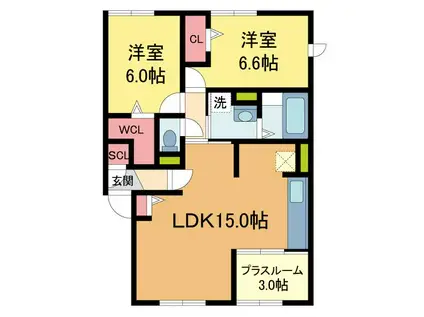 サイプレスコート(2LDK/2階)の間取り写真