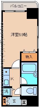 YKハイツ西明石(1K/9階)の間取り写真