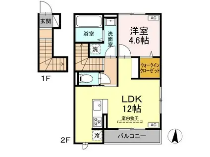 JR横浜線 成瀬駅 徒歩4分 2階建 築1年(1LDK/2階)の間取り写真