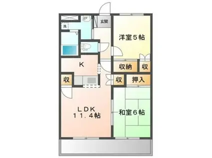 サンヒルズつつじヶ丘(2LDK/3階)の間取り写真