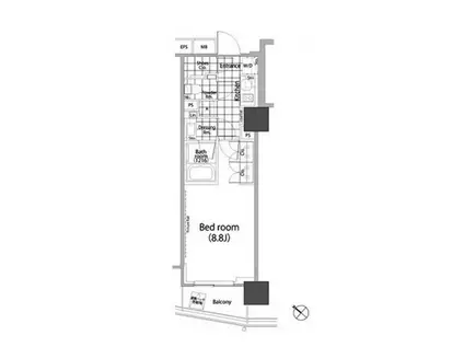 パークハビオ赤坂タワー(1K/16階)の間取り写真