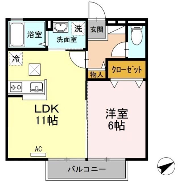 ファルベ ブルーノ(1LDK/1階)の間取り写真