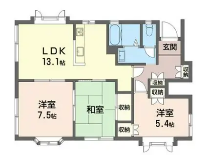 テラス東が丘(3LDK/1階)の間取り写真