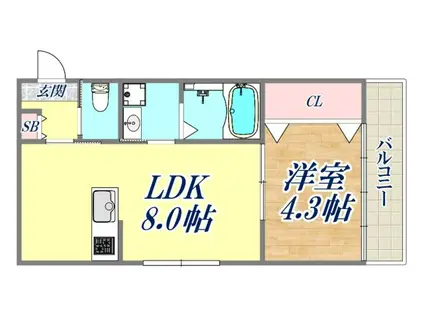グランメール芦屋南宮町(1LDK/1階)の間取り写真