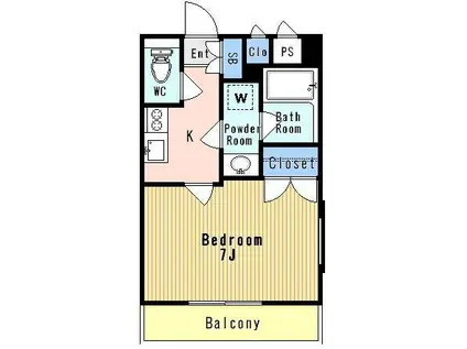 グランフォレ不動前(1K/1階)の間取り写真