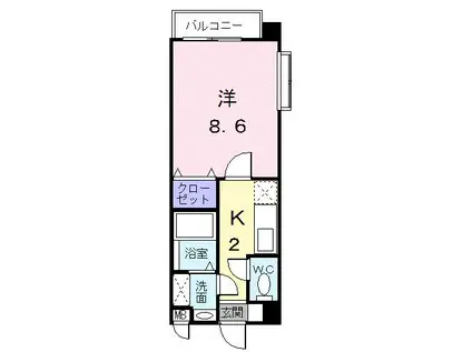 リバ-ガーデンF(1K/3階)の間取り写真