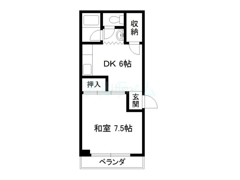 アサヒマンション(1LDK/4階)の間取り写真