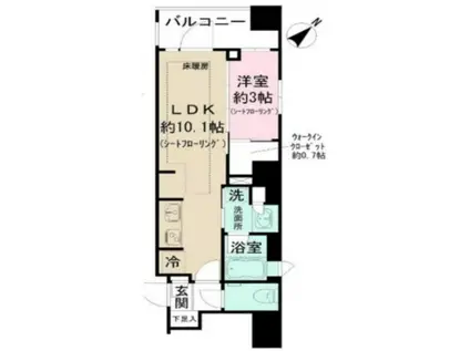 ピアース銀座レジデンス(1LDK/2階)の間取り写真