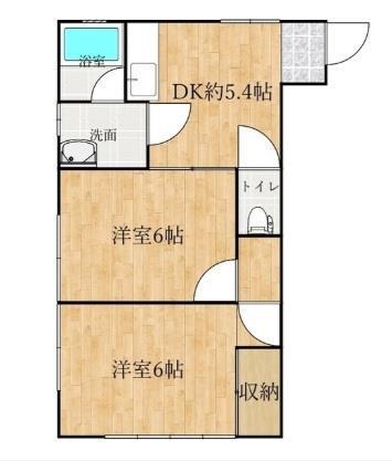 ティーズAOKI(2DK/1階)の間取り写真
