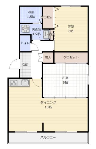 レジデンス宮原(2LDK/2階)の間取り写真