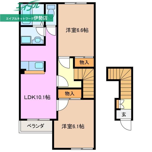 メリヴェール(2LDK/2階)の間取り写真